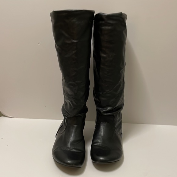 Women's Classic Round Toe Slouchy Booties Casual Slip On Fall Winter Long Boots - Picture 6 of 16